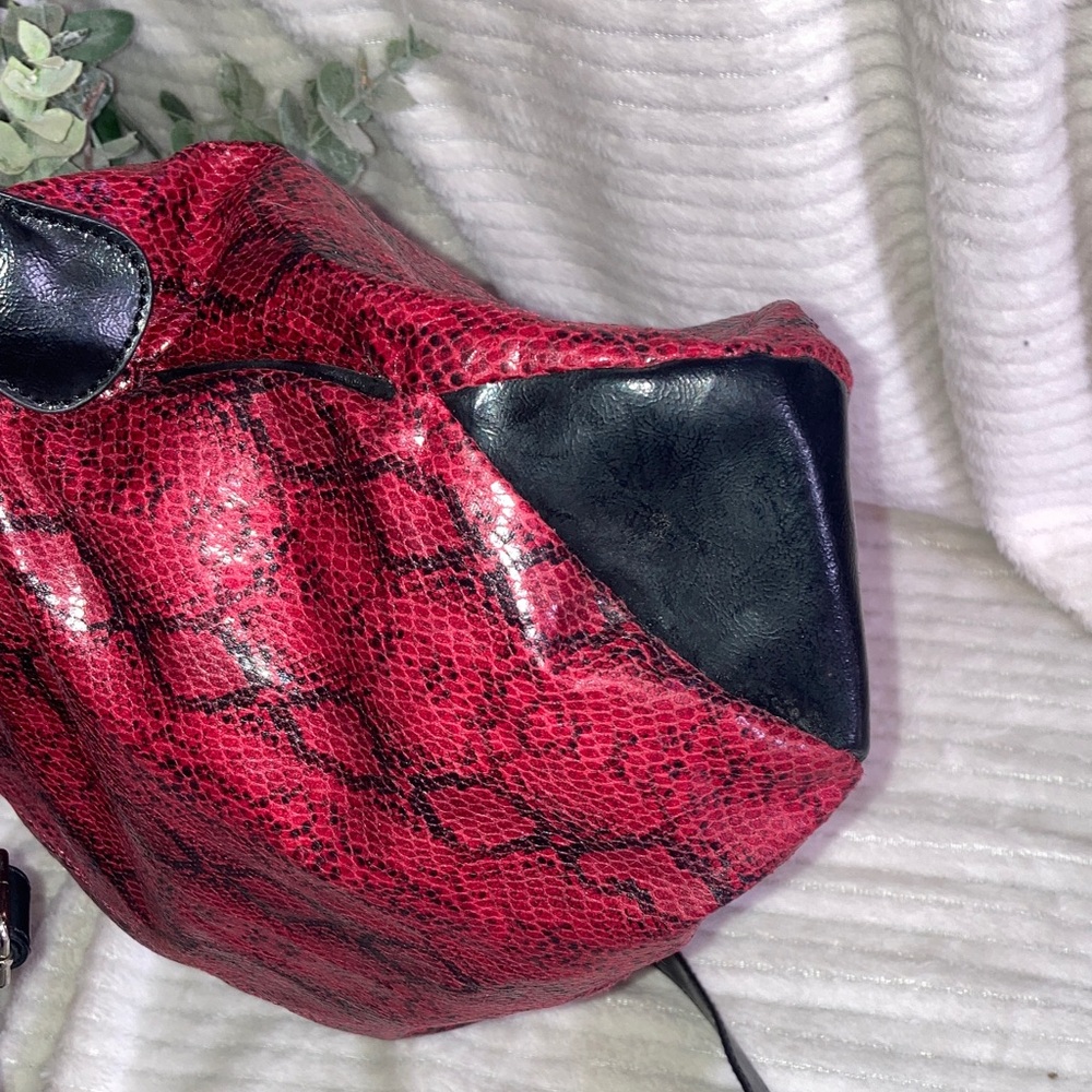 Nine West Red Snake Print Shoulder Bag with crossbody strap - Picture 8 of 11